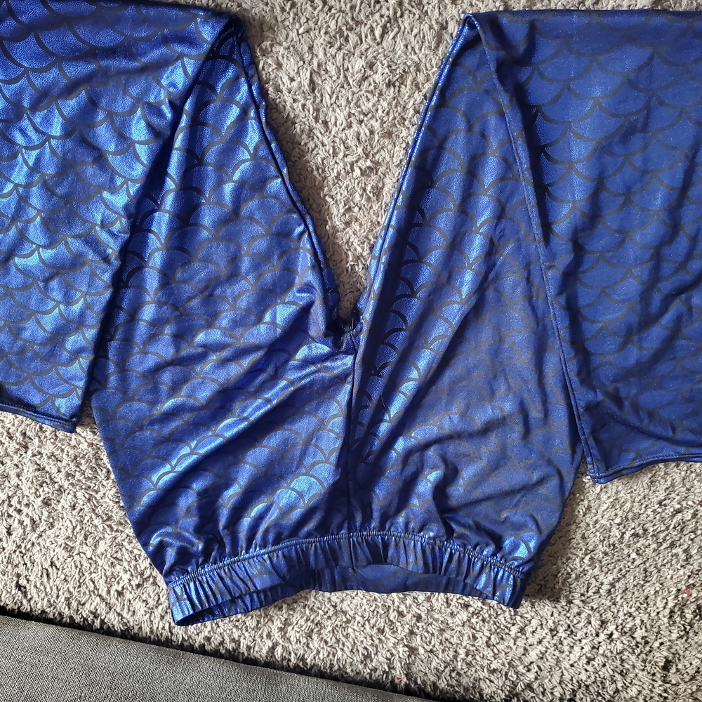 Blue Metallic Mermaid Scale Women's Leggings Pants